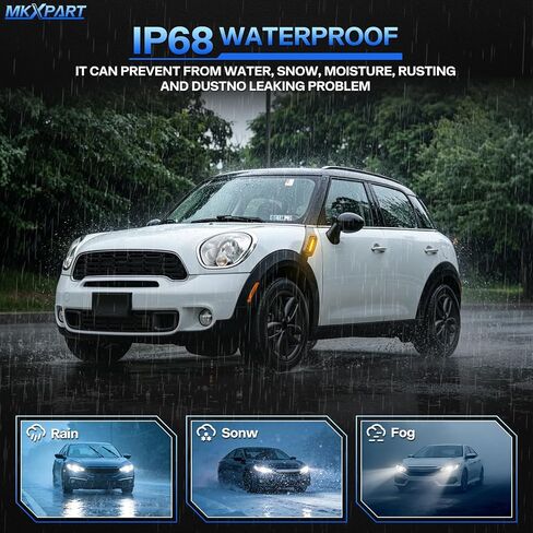 عدسة مدخنة للحاجز الأمامي متسلسل كهرماني LED أضواء جانبية لـ 2011-2016 Mini Cooper R60 R61 Countryman، 2013-2016 R61 Paceman استبدال وامض المؤشر الديناميكي، قطعتان in Kuwait