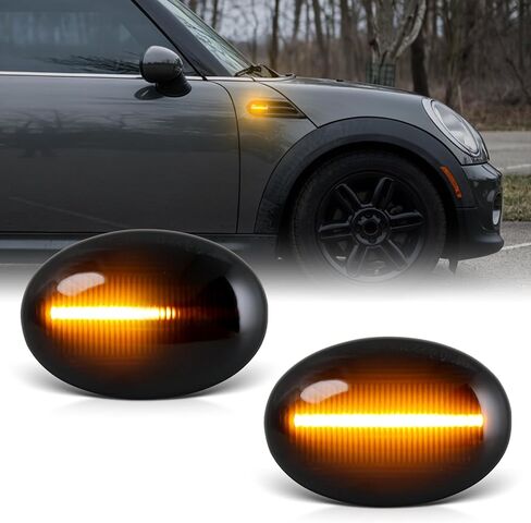 عدسة مدخنة للحاجز الأمامي متسلسل كهرماني LED أضواء جانبية لـ 2011-2016 Mini Cooper R60 R61 Countryman، 2013-2016 R61 Paceman استبدال وامض المؤشر الديناميكي، قطعتان in Kuwait