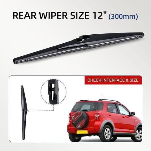 مجموعة من 3 شفرات ممسحة متوافقة مع Daihatsu Terios II (2006-2017) | الأمامية 21 بوصة+18 بوصة والخلفية 12 بوصة in Kuwait