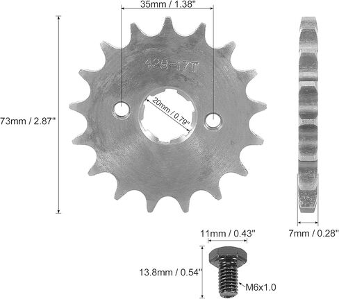 F FIERCE CYCLE 428 Chain 17T 20mm Motorcycle Front Engine Sprocket Titanium Tone for ATV UTV 110cc 125cc 140cc 150cc 160cc Engine in Kuwait