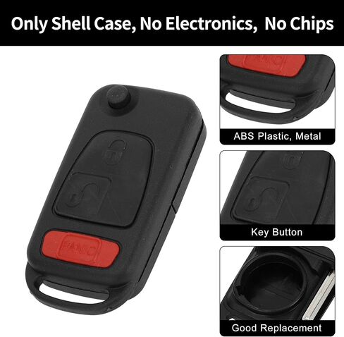 X AUTOHAUX Key Shell Case Keyless Entry Remote Key Fob Replacement Case for Mercedes-Benz ML320 1998-2003 3 Buttons in Kuwait