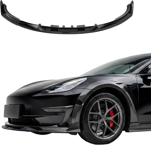 Front Lip Compatible with 2017-2023 Tesla Model 3, Bumper Air Dam Lower Chin Splitter Protection Body Kit Fits for 2017 2018 2019 2020 2021 2022 2023 (Glossy Black Pattern) in Saudi Arabia