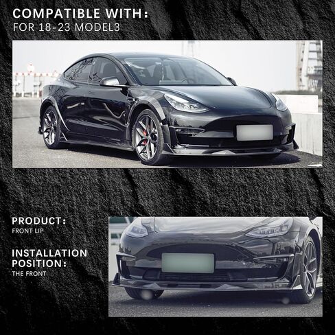 Front Lip Compatible with 2017-2023 Tesla Model 3, Bumper Air Dam Lower Chin Splitter Protection Body Kit Fits for 2017 2018 2019 2020 2021 2022 2023 (Glossy Black Pattern) in Saudi Arabia