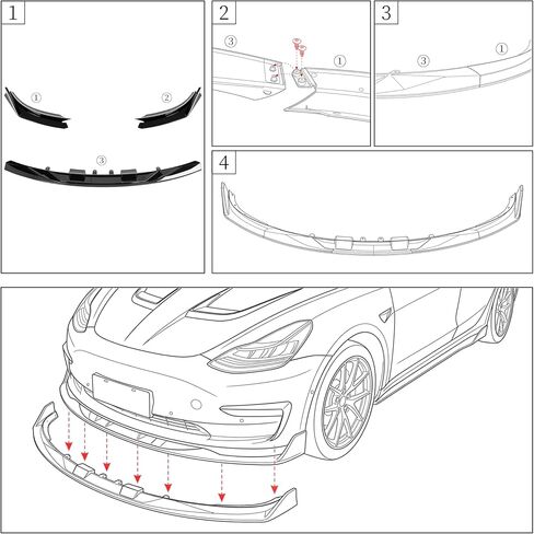 Front Lip Compatible with 2017-2023 Tesla Model 3, Bumper Air Dam Lower Chin Splitter Protection Body Kit Fits for 2017 2018 2019 2020 2021 2022 2023 (Glossy Black Pattern) in Saudi Arabia