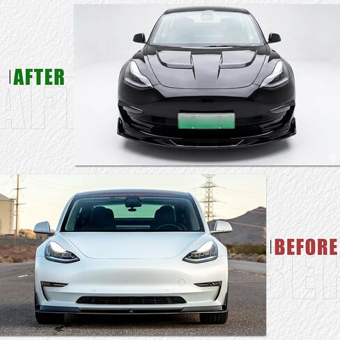 Front Lip Compatible with 2017-2023 Tesla Model 3, Bumper Air Dam Lower Chin Splitter Protection Body Kit Fits for 2017 2018 2019 2020 2021 2022 2023 (Glossy Black Pattern) in Saudi Arabia