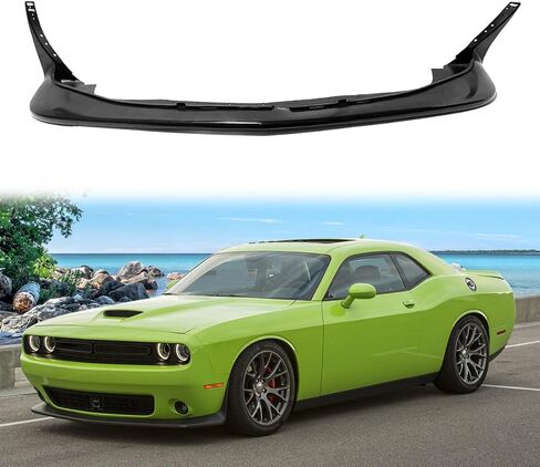 Front Bumper Lip Compatible with 2015-2020 Dodge Challenger (Not Fit Hellcat), Unpainted Black IKON Style Polyurethane Front Lower Chin Spoiler Protector, 1 PC in Kuwait