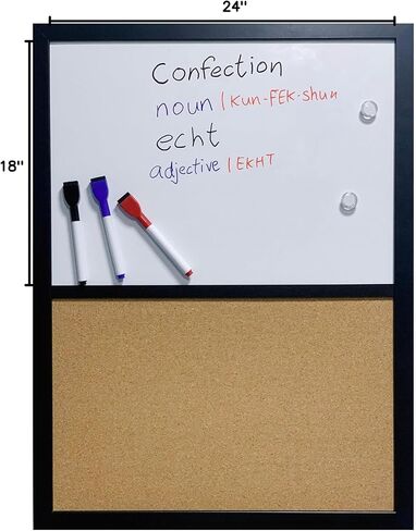 Combination Board Magnetic Dry Erase Board & Corkboard,24''x18'' Combo Board, Black Frame in Saudi Arabia