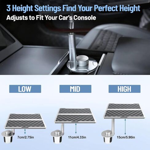 360° Rotating Car Table & Car Tray Desk for Round Cup Holder, Foldable Design & Easy Install, Car Accessories Compatible with Tesla in Saudi Arabia