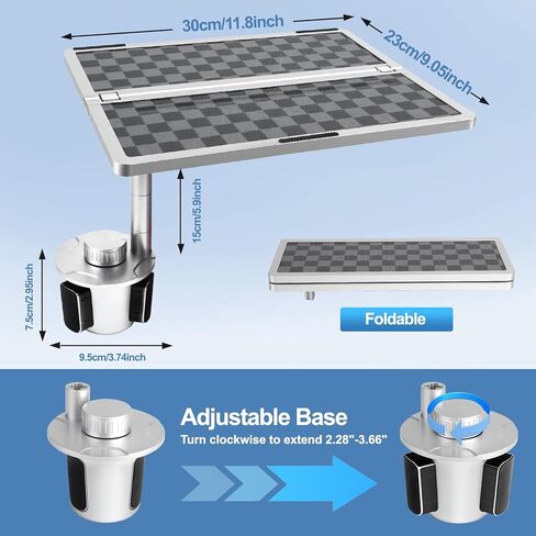 360° Rotating Car Table & Car Tray Desk for Round Cup Holder, Foldable Design & Easy Install, Car Accessories Compatible with Tesla in Saudi Arabia