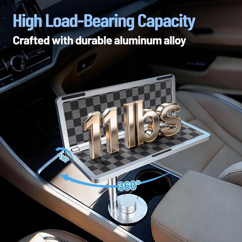 360° Rotating Car Table & Car Tray Desk for Round Cup Holder, Foldable Design & Easy Install, Car Accessories Compatible with Tesla in Saudi Arabia