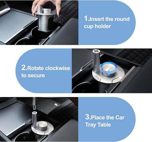 360° Rotating Car Table & Car Tray Desk for Round Cup Holder, Foldable Design & Easy Install, Car Accessories Compatible with Tesla in Saudi Arabia