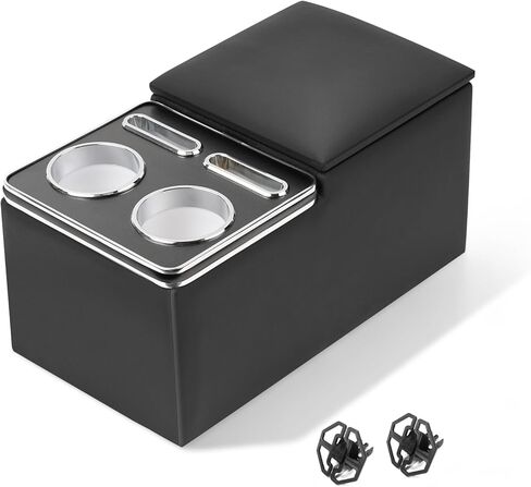Center Console Organizer, Bench Seat Center Console with Fast Phone Charging & Cup Holders, Automotive Center Storage Box Upgraded 7-Color Adjustable LED Lighting for Car Minivan Van Truck in Saudi Arabia