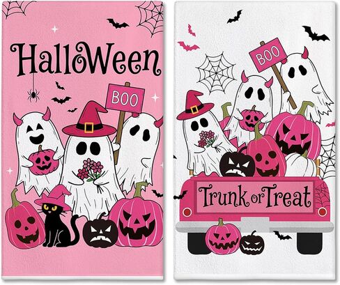 Hexagram Halloween Kitchen Towels, Happy Halloween Kitchen Decor, Decorative Trick or Treat Boo Ghost Hand Towels for Bathroom, Spooky October 31 Holiday Kitchen Towels and Dishcloth Set of 4 in Saudi Arabia