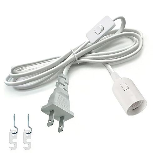 Hanging Light Socket with Cord - Extension Hanging Lantern Cord Cable - Lamp Cord with Switch E26/E27 Pendant Light Socket, 8.2Ft Light Bulb Cable, White, 4 Pack in Saudi Arabia