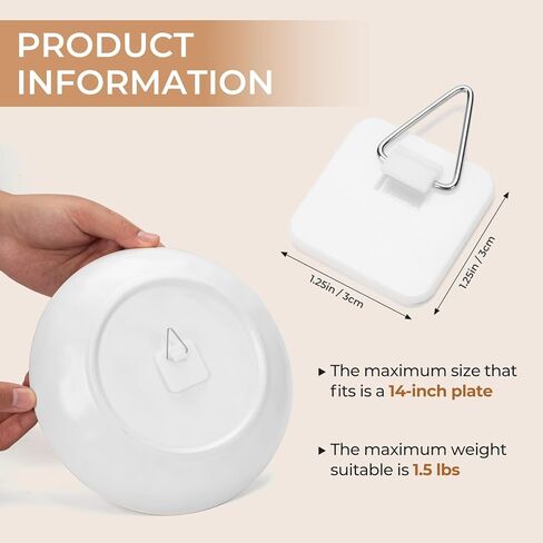 Bilillo 20 Pack Invisible Vertical Plate Holders - Adhesive Plastic Plate Hanger Hanging Hooks for Decorative Wall Art 1.25 Inch in Saudi Arabia