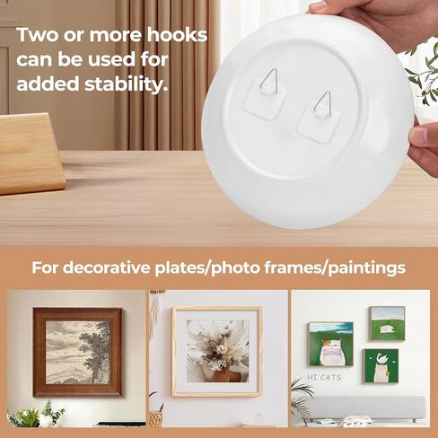 Bilillo 20 Pack Invisible Vertical Plate Holders - Adhesive Plastic Plate Hanger Hanging Hooks for Decorative Wall Art 1.25 Inch in Saudi Arabia