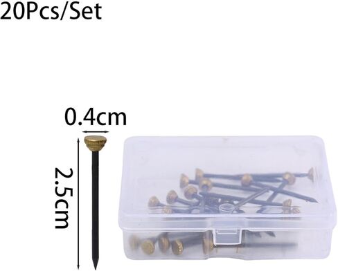 20Pcs Black Picture Hanging Nails, Brass Head Pins with Plastic Storage Box, Picture Nails for Wall Hanging Pictures Photo Frames (2.5x0.4cm) in Kuwait