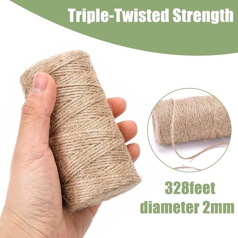 2PCS Jute Twines, 328 Feet Long Brown Yarn for Crafts, Gift Wrapping, Packing, Gardening and Wedding Decor in Kuwait