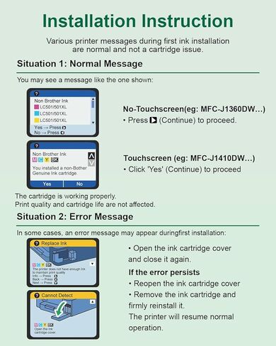 LC501XL LC501 Ink Cartridges for Brother Printer Work Smart MFC-J1360DW MFC-J1260W MFC-J1260DW MFC-J1410DW MFCJ1360DW MFCJ1260W MFCJ1260DW MFCJ1410DW 1360 1260 1410 (4 Pack) in Kuwait