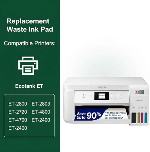 Waste Ink Pad Replacement with Reset Software Compatible for Epson Ecotank ET-2800 ET-2803 ET-4800 ET-2720 ET-2400 ET-4700 L3110 Printer, Maintenance Box with Waste Ink Pad Zeroing Software (2 Packs) in Kuwait