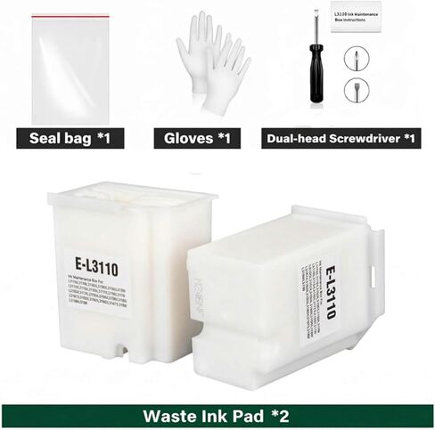 Waste Ink Pad Replacement with Reset Software Compatible for Epson Ecotank ET-2800 ET-2803 ET-4800 ET-2720 ET-2400 ET-4700 L3110 Printer, Maintenance Box with Waste Ink Pad Zeroing Software (2 Packs) in Kuwait