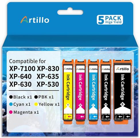 Remanufactured Ink Cartridge Replacement for Epson 410XL Ink Cartridges 410 XL T410XL for Epson Expression XP-7100 XP-830 XP-640 XP-635 XP-630 XP-530 Printer (PB/BK/C/M/Y, 5 Pack) in Saudi Arabia