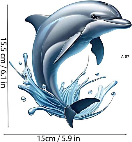 2PC Dolphin Splash Vinyl Decals Waterproof Stickers for Car Truck Bumper Motorcycle Laptop Wall Removable Durable A-87 in Saudi Arabia
