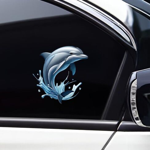 2PC Dolphin Splash Vinyl Decals Waterproof Stickers for Car Truck Bumper Motorcycle Laptop Wall Removable Durable A-87 in Saudi Arabia