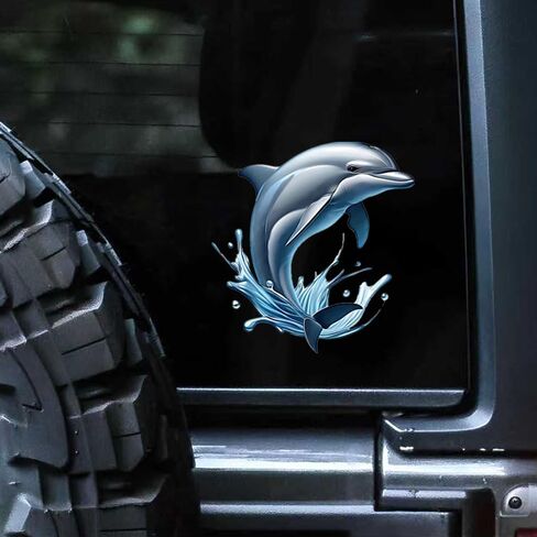 2PC Dolphin Splash Vinyl Decals Waterproof Stickers for Car Truck Bumper Motorcycle Laptop Wall Removable Durable A-87 in Saudi Arabia
