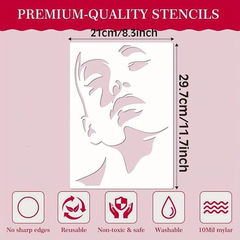 4pcs Female Silhouette Art Stencils Reusable Face Contour Stencils Diverse Women s Profiles for DIY Crafts Tattoos Canvas Home Decor Durable PET Material Ideal for Fabric Wood Walls Furniture in Kuwait