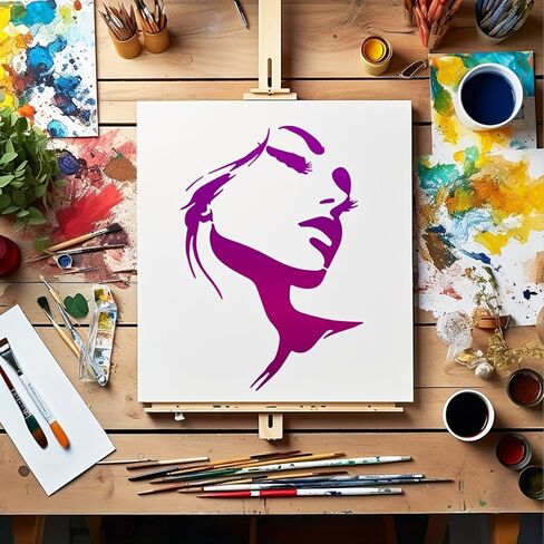4pcs Female Silhouette Art Stencils Reusable Face Contour Stencils Diverse Women s Profiles for DIY Crafts Tattoos Canvas Home Decor Durable PET Material Ideal for Fabric Wood Walls Furniture in Kuwait