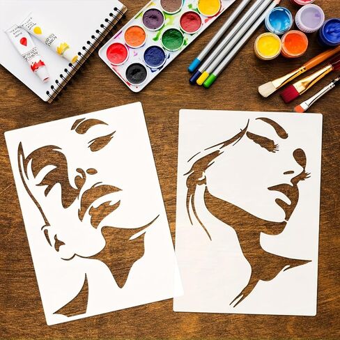 4pcs Female Silhouette Art Stencils Reusable Face Contour Stencils Diverse Women s Profiles for DIY Crafts Tattoos Canvas Home Decor Durable PET Material Ideal for Fabric Wood Walls Furniture in Kuwait