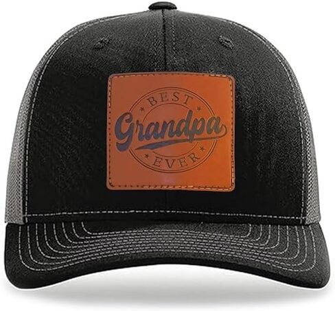 Grandpa Hats,Worlds Best Grandpa Ever Trucker Hat for Dad Papa Leather Patch Baseball Caps in Saudi Arabia