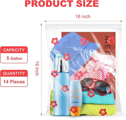 14 Packs 5 Gallon Bags Zipper Cloth Storage Bags Extra Large -Freezer Bags Thick Reclosable Bags for Storage Clothing Prep Moving BPA-Free Travel, Office Supplies Essential Size 18"x 24" maple in Saudi Arabia