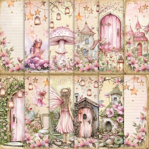 60 Sheets Spring Floral Scrapbook Paper, Double - Sides Decorative Craft Paper Folded Flat for Birthday Card Making Baby Shower Photo Album Junk Journals Supplies, 11'' x 8.5'' (Fairy) in Saudi Arabia