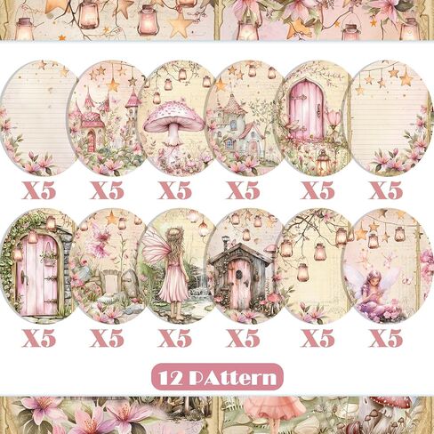60 Sheets Spring Floral Scrapbook Paper, Double - Sides Decorative Craft Paper Folded Flat for Birthday Card Making Baby Shower Photo Album Junk Journals Supplies, 11'' x 8.5'' (Fairy) in Saudi Arabia