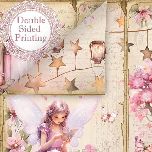 60 Sheets Spring Floral Scrapbook Paper, Double - Sides Decorative Craft Paper Folded Flat for Birthday Card Making Baby Shower Photo Album Junk Journals Supplies, 11'' x 8.5'' (Fairy) in Saudi Arabia