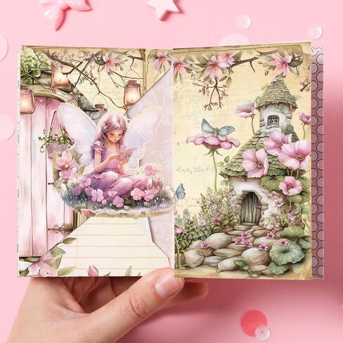 60 Sheets Spring Floral Scrapbook Paper, Double - Sides Decorative Craft Paper Folded Flat for Birthday Card Making Baby Shower Photo Album Junk Journals Supplies, 11'' x 8.5'' (Fairy) in Saudi Arabia