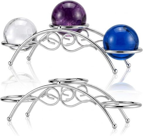 Frienda Crystal Stands for Display Eggs Display Stand Ball Holders Metal Sphere Holder Sturdy Black Iron Multi-sphere Holder Crystal Ball Sphere Globe Home Office Decor Ornament(3 Balls Stand) in Saudi Arabia