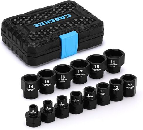 14-Piece 3/8" Drive Metric Low Profile Nano Impact Socket Set, 6-19mm, Cr-Mo, 6-Point, Stubby Socket Set for Tight Spaces in Saudi Arabia