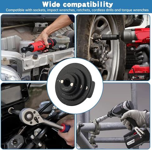 7Pcs Low Profile Impact Adapter Set, Ultra Slim Socket Adapter with Drive Size Converter 1/4" 3/8" 1/2" 3/4" to 1", Magnetic Impact Driver Bits for Tight Spaces, Carbon Steel, Black in Saudi Arabia