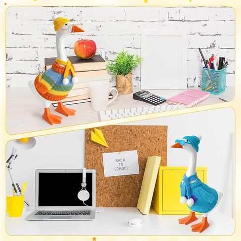 24 Pcs Desk Goose Outfits for Mini Goose Statue Mini Knitting Sweater with Hats Scarves Sunglasses Desk Goose Clothes (Multicolor, 7inches) in Saudi Arabia