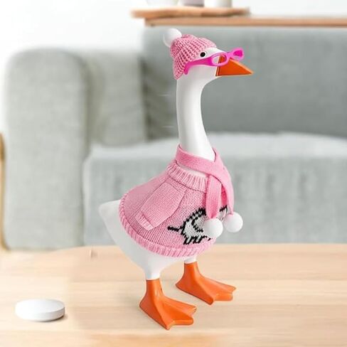 24 Pcs Desk Goose Outfits for Mini Goose Statue Mini Knitting Sweater with Hats Scarves Sunglasses Desk Goose Clothes (Multicolor, 7inches) in Saudi Arabia