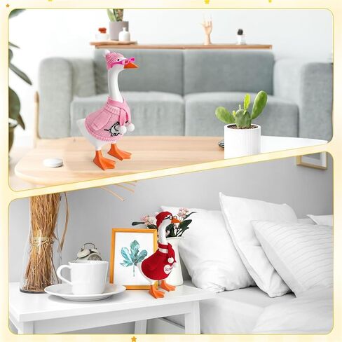 24 Pcs Desk Goose Outfits for Mini Goose Statue Mini Knitting Sweater with Hats Scarves Sunglasses Desk Goose Clothes (Multicolor, 7inches) in Saudi Arabia