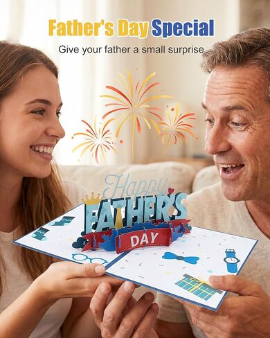 Fathers Day Card,Fanny Father's Day Pop Up Card, 5x7 Inch 3D Father's Day Card, Premium Happy Fathers Day Cards with Envelope & Note Tag, Ideal Fathers Day Gift for Dad Husband Son Family Men in Saudi Arabia