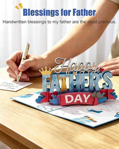Fathers Day Card,Fanny Father's Day Pop Up Card, 5x7 Inch 3D Father's Day Card, Premium Happy Fathers Day Cards with Envelope & Note Tag, Ideal Fathers Day Gift for Dad Husband Son Family Men in Saudi Arabia