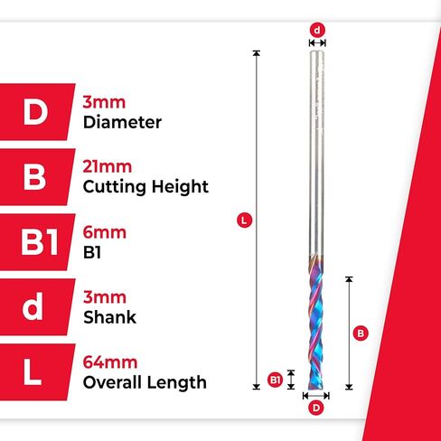 Amana Tool Spektra Extreme Tool Life Coated Solid Carbide CNC Compression Spiral Router Bit, 46704-K, 3/8 D x 1-1/4 CH x 3/8 Shank x 3 Inch Long 2 Flute in Saudi Arabia