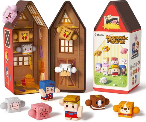 GobiDex Magnetic Figures Set- Portable Tin with Spinning Animals & Characters, STEM Travel Toys for Girls Ages 3+, Princess Pretend Play Gift in Saudi Arabia