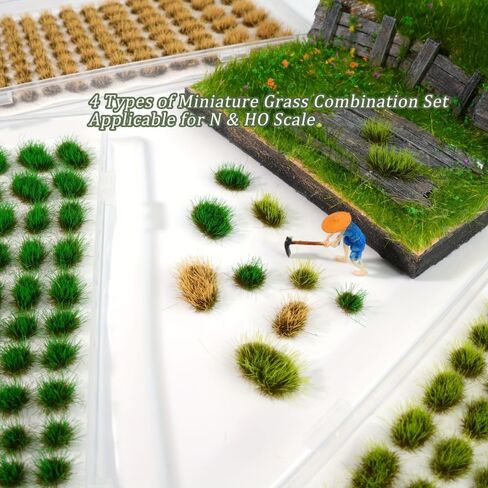 208 PCS Static Grass Tuft Diorama Supplies, Miniature Landscape Scenery for Railway Terrain, Multi-Scale Forest Basing Material, Greenery Kit in Kuwait
