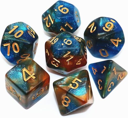 Polyhedral DND Dice Set Glitter Dice for Dungeon and Dragons D&D RPG Role Playing Games Blue Mix Gold Nebula Dice in Saudi Arabia